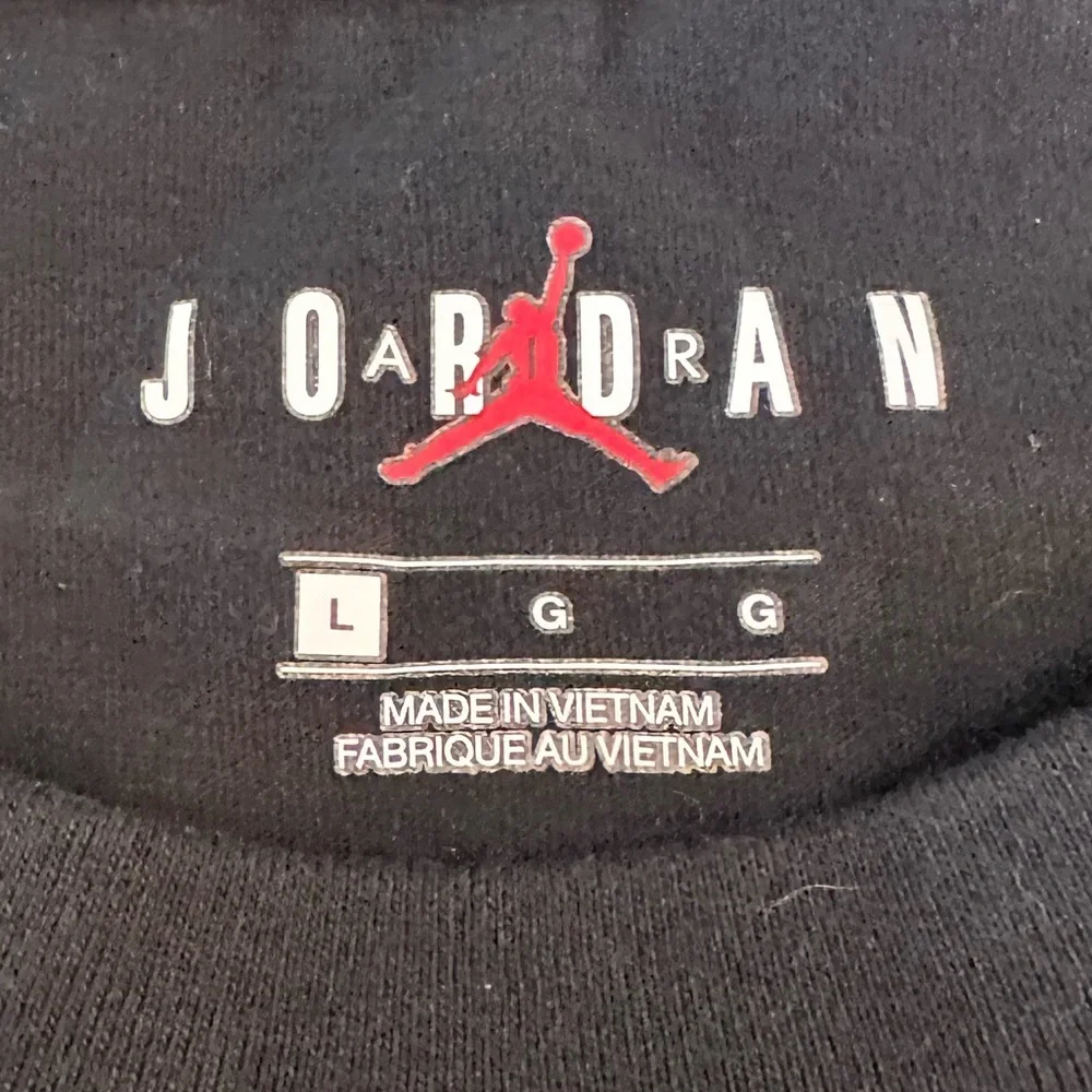 Jordan Black Tee with Red Winged Logo Nike Air upside down!🙃
